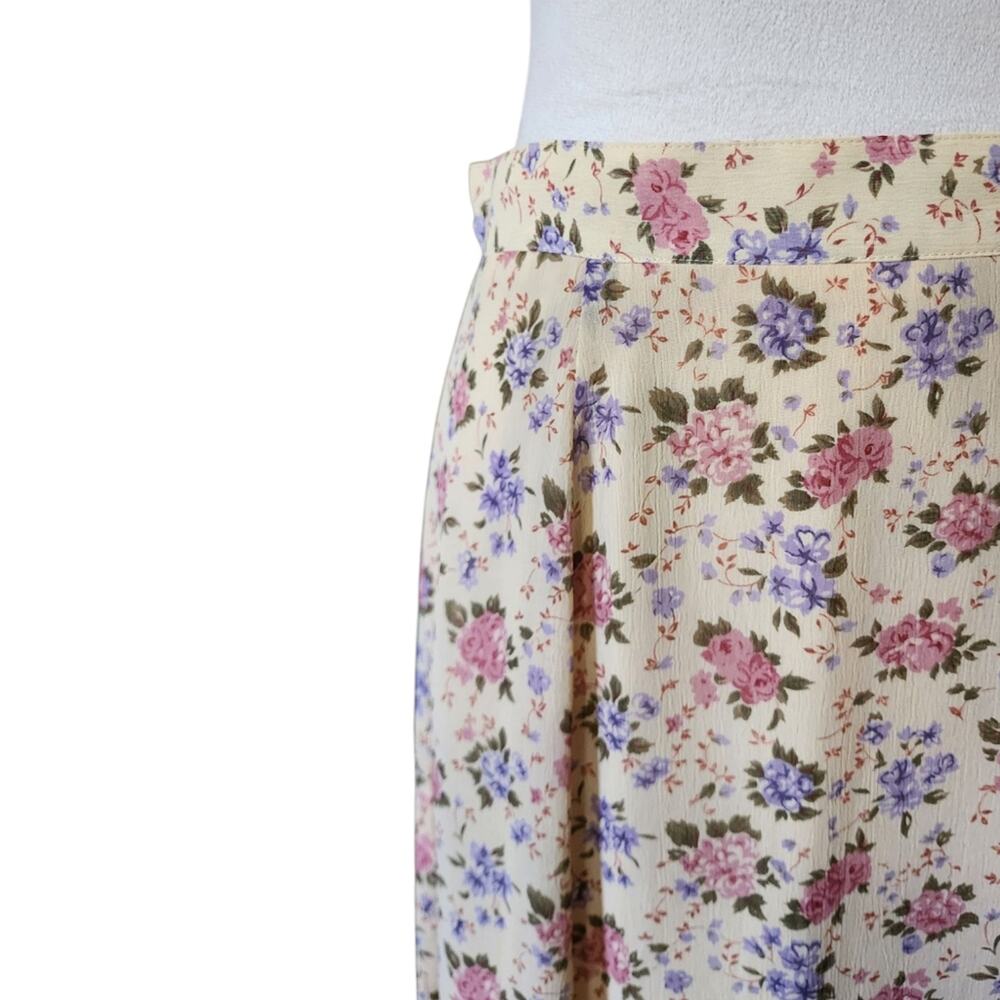 1990s True Vintage Yellow Floral Midi Skirt from Lizsport by Liz Claiborne